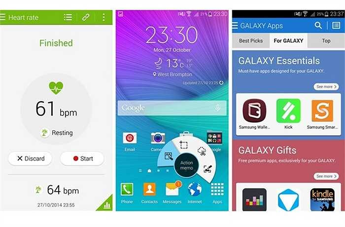 Ứng dụng sức khỏe của Note 4, Giao diện cảm ứng với bút S pen và kho ứng dụng của Samsung.