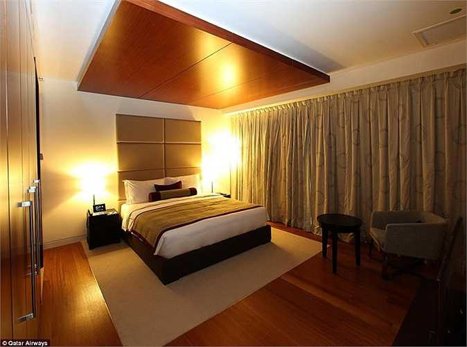 Phòng trong khách sạn của sân bay hết sức sang trọng, tiện nghi. Khách có thể thuê trong 3 tiếng để nghỉ ngơi.