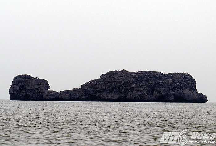 Đảo đá vôi giống như một con cá biển khổng lồ nhô lên giữa mặt biển. 