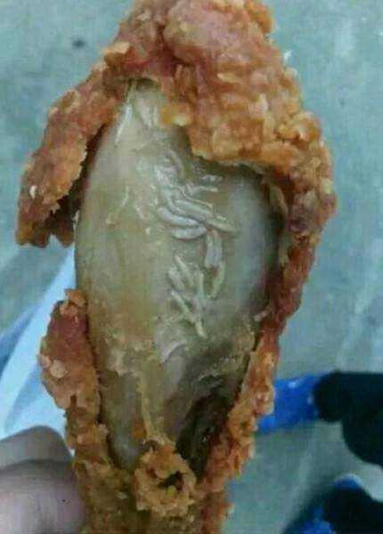 Gà rán KFC lúc nhúc dòi ở Trung Quốc 