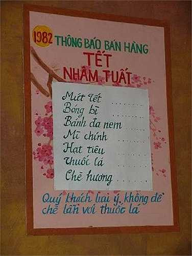 Thông báo các mặt hàng ngày tết