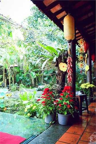 Toàn bộ không gian từ lối đi, gian phòng ngập trong không khí xuân về. 