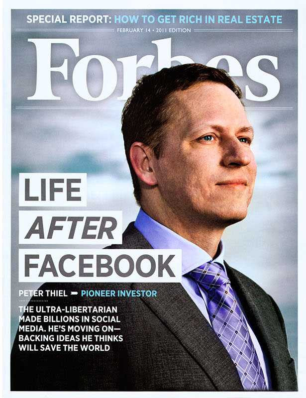 Peter Thiel trên trang bìa Forbes 