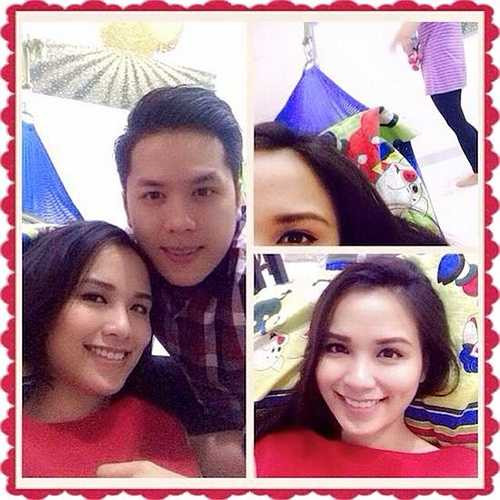 Diễm Hương được chồng sắp cưới chăm sóc trong những ngày tháng cuối cùng của thai kỳ.