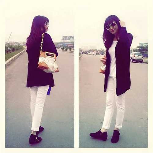 Pha Lê diện đồ casual đi thăm hỏi gia đình, bè bạn.