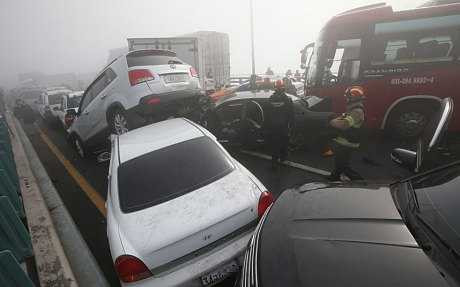 Tai nạn liên hoàn 100 chiếc ô tô ở Hàn Quốc