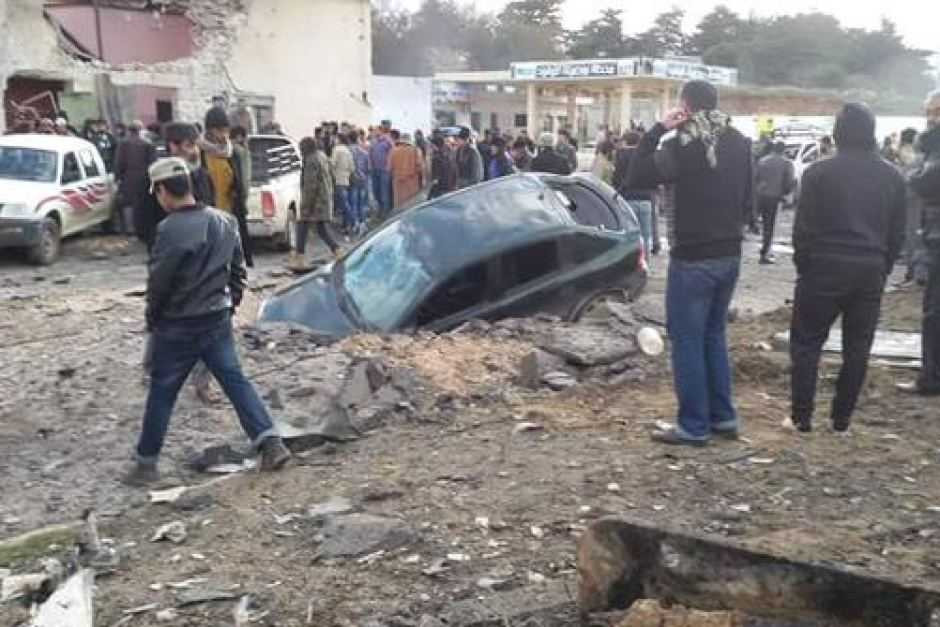 Hiện trường vụ đánh bom ở Libya