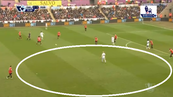 Shelvey cực kì trống trải trước khi tung ra cú sút ấn định tỉ số 2-1 cho Swansea