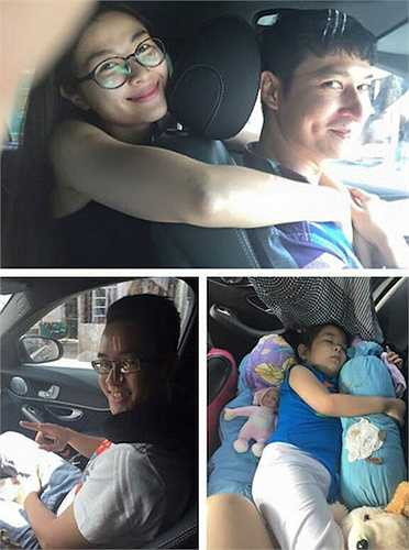 Gia đình Huy Khánh đi chơi ngày tết. Lê Thúy xinh tươi bên chồng. 