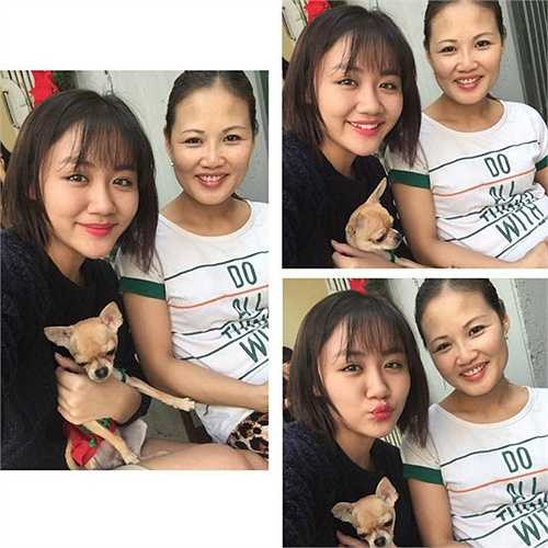 Văn Mai Hương bên mẹ. 
