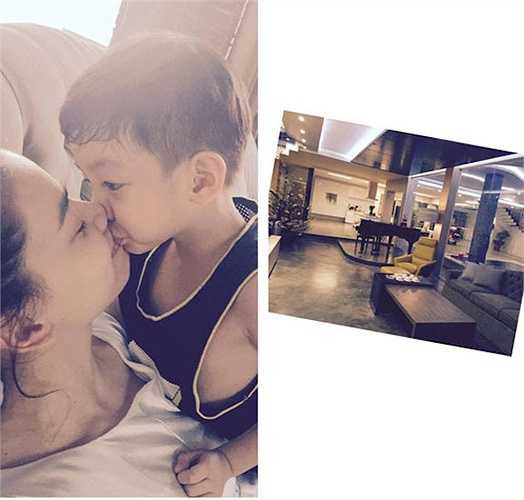 Hà Hồ bình yên bên con trai. 