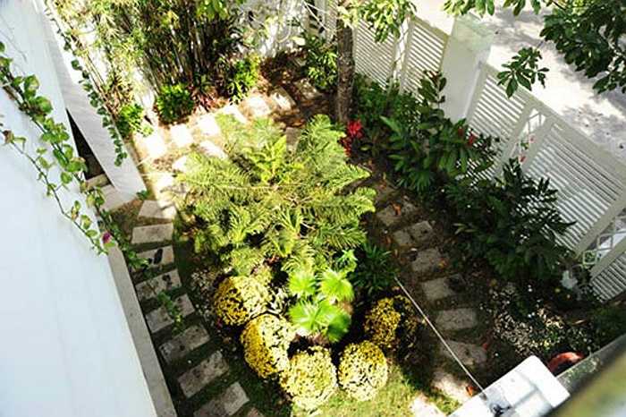 Khoảng không gian xanh là nơi vui chơi cho các con của Quyền Linh.