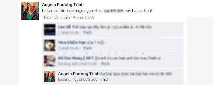 Tháng 9/2011, khán giả bất bình khi nhìn thấy những lời lẽ thiếu đẹp đẽ từ một tài khoản trên mạng xã hội được cho là của Angela Phương Trinh trên anti-fanpage của mình. 