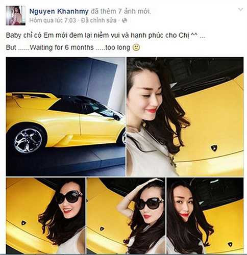 Được biết đến như một mỹ nhân giàu có, nhưng nhiều người vẫn phải sửng sốt khi người mẫu Khánh My đã khoe đặt mua siêu xe Lamborghini Murcielago Roadster.