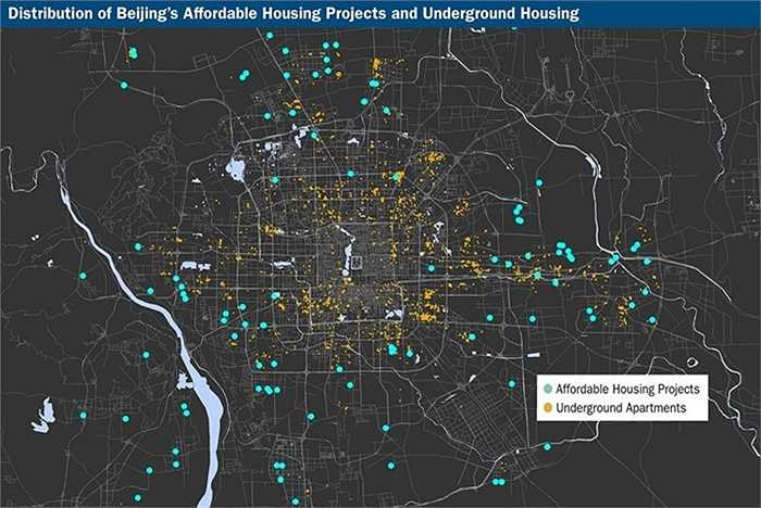 Annette Kim, một giáo sư tại Đại học Nam California (Mỹ) đã vẽ bản đồ thành phố dưới lòng đất của Bắc Kinh bằng cách nghiên cứu hơn 7.000 quảng cáo cho thuê “nhà” trực tuyến. Bà thấy rằng diện tích cho thuê trung bình là 9,75 m2 với tiền thuê trung bình 70 USD/tháng, tiền thuê này thực tế có thể rẻ hơn.