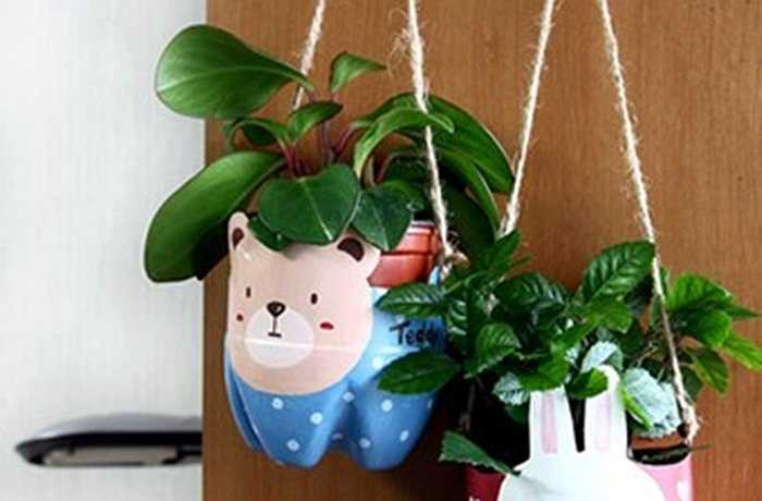 Một cách trang trí chậu cây dễ thương từ vỏ chai nhựa