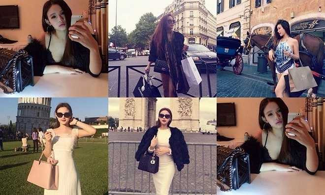 Cô có loạt túi hiệu như Hermes Birkin màu cam, Lady Dior hồng nude, LV Capucines hồng phấn, LV Capucines 2013, Chanel 2.55...