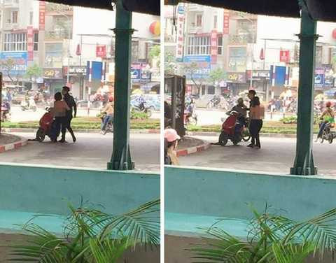 Cãi nhau với bạn trai, cô gái cởi phăng đồ giữa phố
