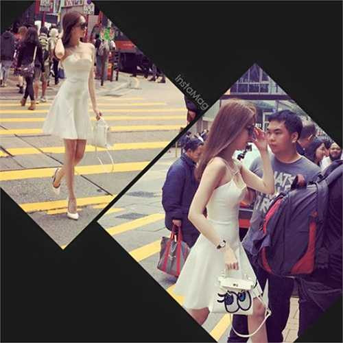 Tông màu chủ đạo trong các trang phục của Ngọc Trinh là màu trắng.