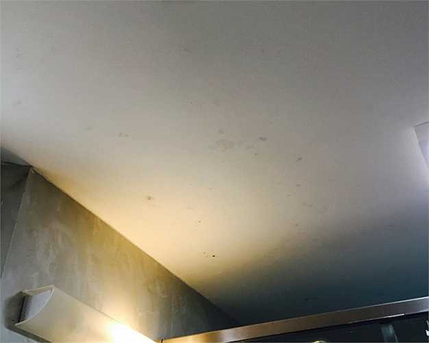 Trần nhà vệ sinh lấm tấm các vết mốc
