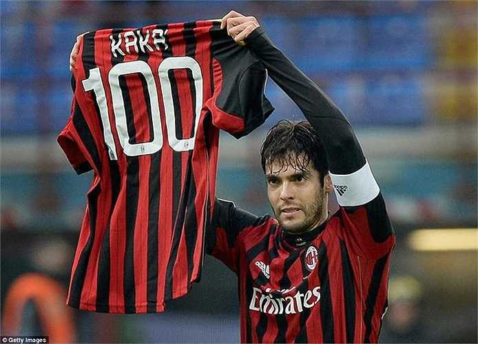 Kaka kỉ niệm bàn thắng thứ 100 cho AC Milan vào ngày 6/1/2014. 