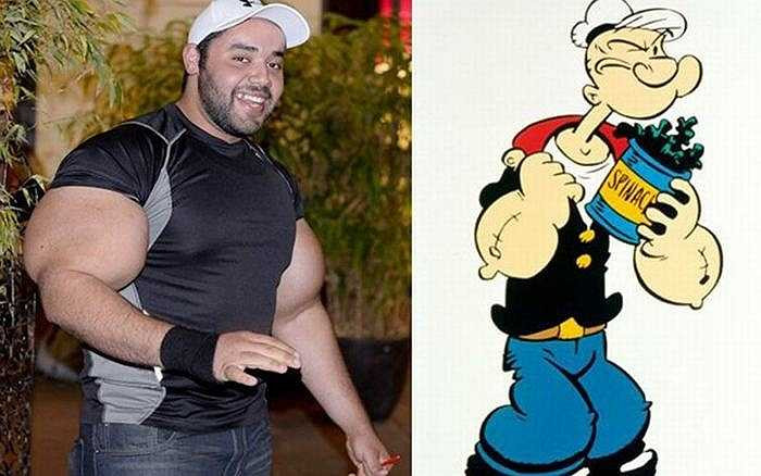1. Phiên bản thật của 'thủy thủ Popeye': Mustafa Ismail, VĐV thể hình ở Ai Cập có bắp tay cực khủng lên tới 80cm. 