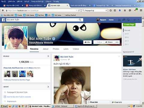 Trang facebook mang tên Bùi Anh Tuấn thỉnh thoảng vẫn chia sẻ thông tin về ca sĩ này. Nhưng hoạt động bình thường là chia sẻ những thông tin lá cải