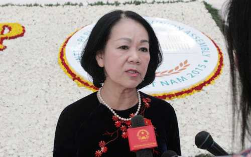 Bà Trương Thị Mai trao đổi với phóng viên (Ảnh: IPU 132)