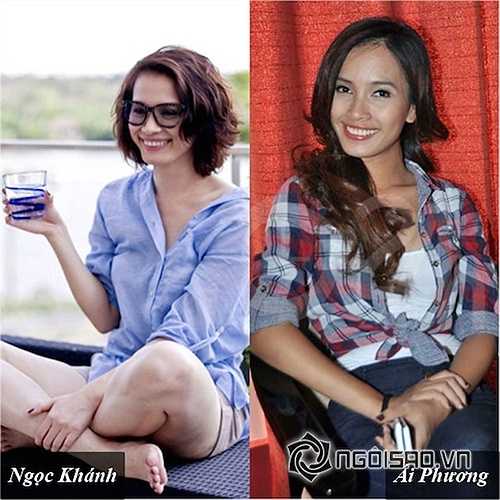 Ái Phương và Hoa hậu Ngọc Khánh giống nhau ở khuôn miệng rộng gợi cảm.