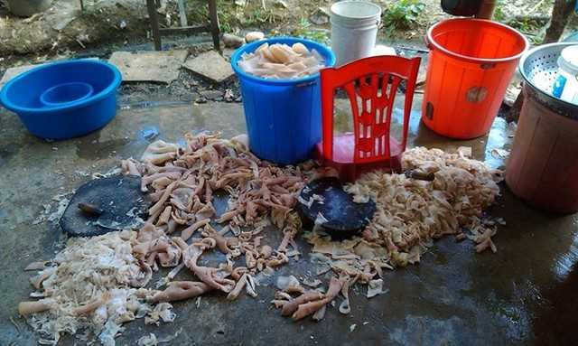 Hãi hùng cảnh tượng chế biến thực phẩm bẩn trên nền nhà