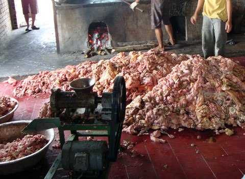 Hãi hùng cảnh tượng chế biến thực phẩm bẩn trên nền nhà