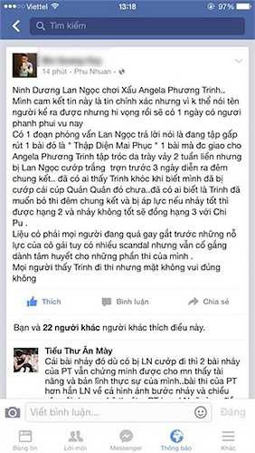 Nhưng ngay lập tức, Lan Ngọc bị tố đã ‘cướp’ bài nhảy mà Angela Phương Trinh dày công tập luyện nhuần nhuyễn suốt 2 tuần. 