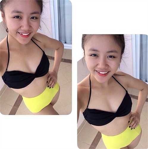 Văn Mai Hương lựa chọn bikini cạp cao để khắc phục vòng 2 kém thon gọn của mình (Nguồn: 24h)
