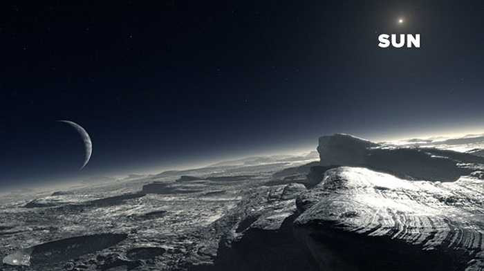 Hình ảnh mô phỏng sự lãnh lẽo ở sao Diêm Vương với nhiệt độ ở mức -281 độ C