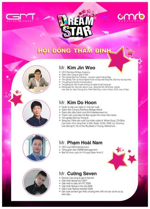 Nhiều năm gần đây, thị trường âm nhạc Việt Nam đang dần biến chuyển và hòa mình vào dòng chảy âm nhạc của thế giới. Những cuộc thi tìm kiếm tài năng âm nhạc được mua bản quyền nước ngoài ngày càng nhiều và chúng có sức hút riêng mạnh mẽ. Cũng từ đó, nhiều nghệ sỹ trẻ thế hệ mới đã được biết đến cũng như phát triển sự nghiệp không ngừng: Trúc Nhân, Cát Tường, Bùi Anh Tuấn… Việc mở ra những sân chơi chuyên nghiệp, mang đến cơ hội để các tài năng âm nhạc được thử thách chính bản thân mình và đóng góp cho thị trường âm nhạc những nhân tố mới, đầy tiềm năng đều nhận được sự ủng hộ rộng rãi từ phía những người làm nghệ thuật, yêu nghệ thuật và sẵn sàng cống hiến vì nghệ thuật. Dream Star Audition thuộc dự án Dream Star của GMRB Management được tổ chức hàng năm ra đời cũng với mong muốn góp phần đem đến cho thị trường âm nhạc, giải trí Việt Nam những tài năng thực sự và đa dạng hơn. Dream Star Audition với slogan “Raise your Dream, Star your name” - là một chương trình tìm kiếm tài năng âm nhạc dành cho độ tuổi từ 16 trở lên và không giới hạn vùng lãnh thổ do GMRB Management tổ chức. Tổng giá trị giải thưởng dành cho 05 người được lựa chọn từ Dream Star Audition lên đến 6 tỷ đồng và cơ hội được làm việc, cộng tác với những nghệ sỹ tên tuổi bậc nhất Hàn Quốc, trở thành ngôi sao âm nhạc sau khi được đào tạo. Ngoài ra, Dream Star Audition còn có sự đồng hành của nhóm nhạc nữ tài năng của Hàn Quốc – MAMAMOO. Các chuyên gia của GMRB Management sẽ đánh giá và lựa chọn thí sinh có tài năng để đào tạo và phát triển với công nghệ đào tạo hàng đầu Hàn Quốc, là nơi các bạn trẻ có thể hiện thực hóa ước mơ của mình và đưa tên tuổi của mình trở thành ngôi sao âm nhạc hàng đầu Châu Á. Những tài năng bước ra từ Dream Star Audition do Hội đồng thẩm định là các nghệ sỹ nổi tiếng, các nhà sản xuất âm nhạc hàng đầu Hàn Quốc và Việt Nam: Ông Kim Jin Woo - Nhà sản xuất âm nhạc/CEO của Rainbow Bridge; Ông Kim Do Hoon - Nhà sản xuất âm nhạc/Giám đốc của Rainbow Bridge World; Ông Phạm Hoài Nam - CEO của GM Entertainment; Cường Seven - Ca sỹ/diễn viên/vũ công/biên đạo nhảy… (danh sách thành viên Hội đồng thẩm định sẽ tiếp tục được cập nhật) chọn lựa, sẽ được GMRB Management đầu tư cho việc rèn luyện về thanh nhạc, định hình phong cách, sản xuất sản phẩm âm nhạc độc quyền: ca khúc mới, MV, single/mini album tại Hàn và do các nghệ sỹ Hàn thực hiện. Toàn bộ chi phí rèn luyện và đào tạo này, bao gồm cả chi phí ăn, ở sẽ được GMRB Management tài trợ 100%. Với cách thức đăng ký tham gia cuộc thi đơn giản bằng việc gửi hồ sơ online theo chỉ dẫn cụ thể tại website http://dreamstar.vn và dựa trên số điểm bình chọn, Dream Star Audition sẽ chọn ra 20 thí sinh xuất sắc để tham gia vòng casting trực tiếp diễn ra ngày 7/6/2015. Vòng casting online kết thúc vào ngày 30/5/2015, danh sách Top 20 được công bố vào ngày 1/6/2015 và 20 thí sinh này sẽ được tham gia các sự kiện bên lề do BTC tổ chức. Danh sách 20 thí sinh có số điểm bình chọn cao nhất sẽ được tự động cập nhật vào Top 20 sau 0:00h hàng ngày. Các thí sinh nổi bật sẽ được BTC thông tin liên tục trên website và Facebook của chương trình: http://facebook.com/Gmentvn. Hiện tại, sau 02 tuần phát động, Dream Star Audition đã nhận được các hồ sơ đăng ký trong đó có khá nhiều thí sinh sáng giá, nhận được số điểm bình chọn cao.