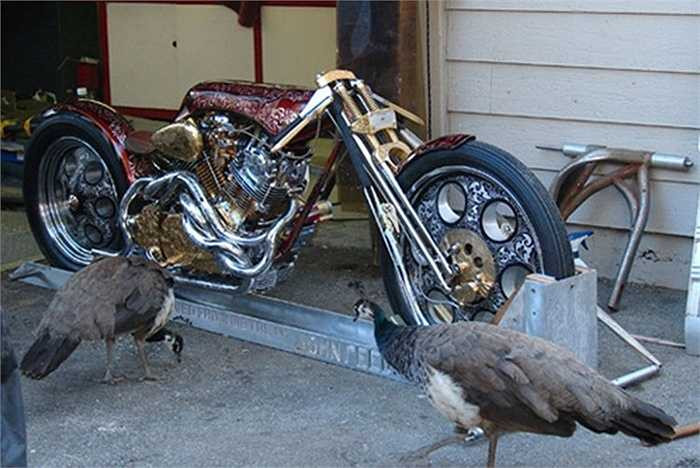 Lớp sơn là sự kết hợp giữa màu đỏ ánh kim và kỹ thuật airbrush, vẽ sọc