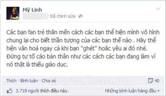 Mỹ Linh lên tiếng bức xúc sau khi bị ném đá.