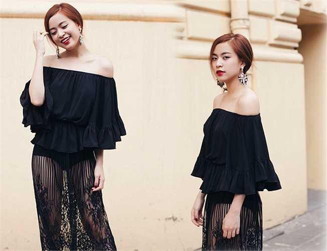 Hoàng Thùy Linh bí ẩn và quyến rũ với váy xuyên thấu tông đen. 