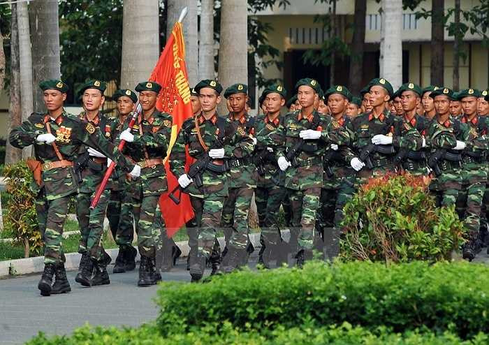 Lực lượng bộ đội đặc nhiệm tham gia buổi hợp luyện. (Ảnh: Trọng Đức/TTXVN)