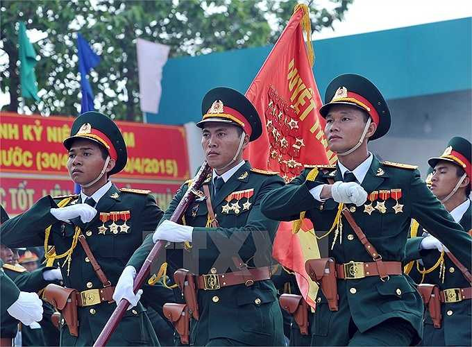 Lực lượng Quân đội nhân dân Việt Nam tham gia buổi hợp luyện. (Ảnh: Trọng Đức/TTXVN)