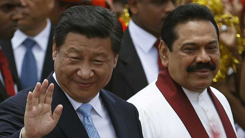 Cựu Tổng thống Sri Lanka Mahinda Rajapakse trong buổi tiếp đón nhà lãnh đạo Trung Quốc Tập Cận Bình