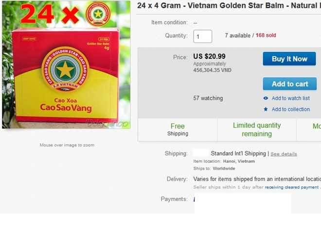 Bị cạnh tranh mạnh ở thị trường nội địa, song hiện Cao Sao Vàng lại là sản phẩm bán chạy tại nhiều trang bán hàng trực tuyến quốc tế. Ảnh chụp từ website.