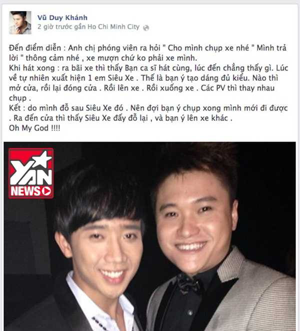 Dòng chia sẻ của chàng ca sĩ Vũ Duy Khánh tham gia chương trình New Hits cùng Thủy Tiên