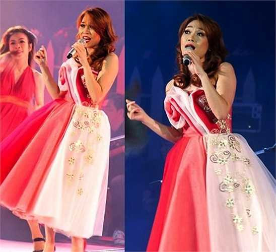 Trong liveshow 'Gửi tình yêu của em', Mỹ Tâm diện một bộ đồ nặng nề.