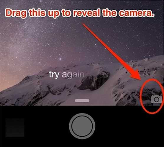 Nhanh chóng chụp ảnh mà không cần mở máy bằng cách vuốt biểu tượng camera ở góc dưới bên trái màn hình khóa lên. 