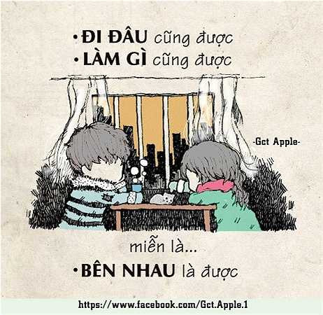 Tác giả bộ tranh đưa ra quan niệm về tình yêu: 'Đi đâu, làm gì cũng được. Miễn là mãi mãi bên nhau.... 