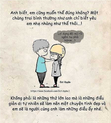 'Không phải những thứ lớn lao, mà là điều tự nhiên sẽ làm nên chuyện tình đẹp đẽ. Em sẽ là người cùng anh làm những điều ấy nhé' - 9X chia sẻ. 