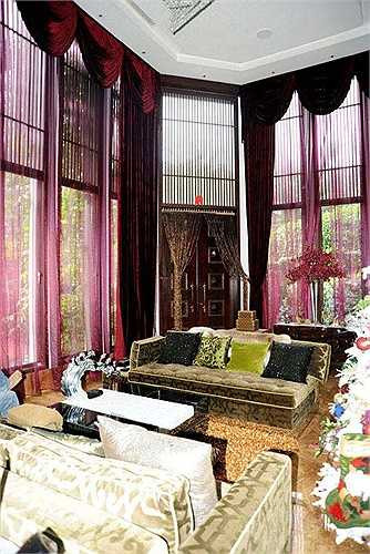 Phòng khách được thiết kế khá lạ mắt với những vật dụng độc và đắt đỏ.