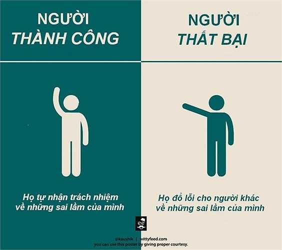 Người thành công còn khác người thất bại ở chỗ là họ dám làm, dám chịu, biết nhận sai và sửa sai.
