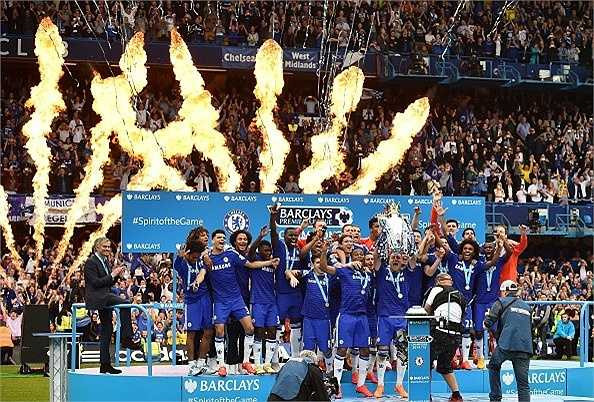 Chelsea ăn mừng chức vô địch Ngoại hạng Anh mùa bóng 2014-2015.